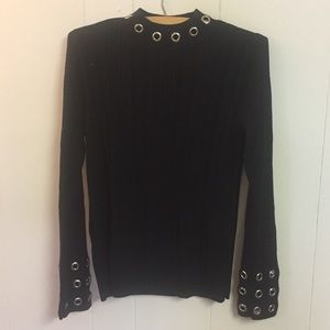 EUC Black Ribbed Top with Large Grommets
